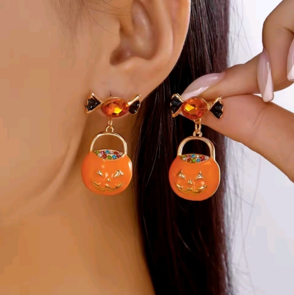 Orange and Black Halloween Earrings